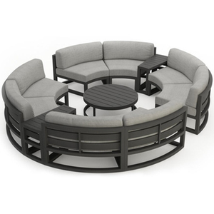 Hiện đại Modular sofa ngoài trời nhôm bán vòng tròn đầy đủ vòng tròn thiết kế biệt thự Vườn Hồ Bơi đồ nội thất thời tiết & dễ dàng lắp ráp - Product Image 6