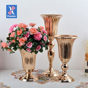Söz masa dekorasyon aksesuarları düğün Metal vazo altın düğün Retro dekorasyon masa çiçek standı - Product Image 2
