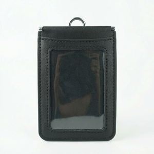Business Professional Leather ID Card Holder Detachable Card Holder Silk Screen <b>Polyester</b> <b>Lanyard</b> for Office Use - Product Image 2