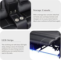 Bande lumineuse LED personnalisée modulaire sectionnel canapé inclinable manuel éponge canapé ensemble 2 porte-gobelets Console centrale salon