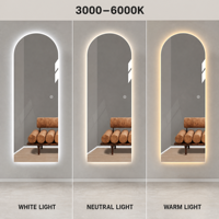 Miroir LED mural en forme d'arche, sans cadre, avec éclairage arrière, pour la maison et l'hôtel