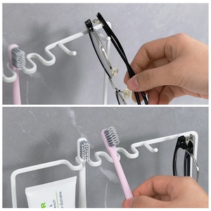 Household Bathroom Toothbrush Rack Holder Zinc Alloy Corner Countertop Modern Design Eco-Friendly Punch-Free Installation - Product Image 5