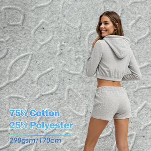 75% Coton 25% Polyester Tissu Jacquard Terry Uni 300gsm Antistatique Respirant Évacuation de l'humidité Peignoirs de bain Pantalons de plage Chaud - Product Image 1