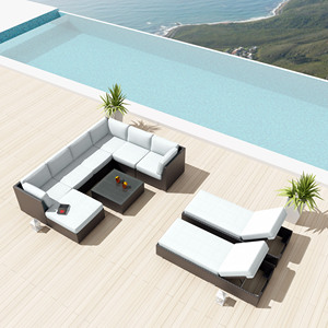 ชุดเฟอร์นิเจอร์สวนหวายแบบโมดูลาร์ 9 ที่นั่ง สำหรับพักผ่อนกลางแจ้ง - Product Image 4