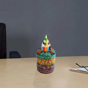 Indian Crafted Water Tank Shape Desk Pen Holder Organizer for Office <b>Study</b> <b>Table</b> Use for Sorting Decorative & Functional Desk - Product Image 3