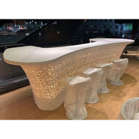 Comptoir de bar mobile en marbre Corian de luxe avec lumières LED Comptoir de bar mobile de taille personnalisée