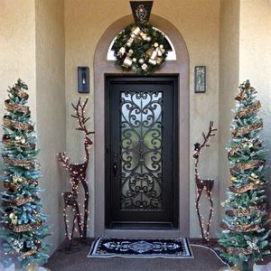 Actory-puertas de entrada principal de metal, puerta de entrada principal de hierro forjado arqueada individual para exteriores - Product Image 4