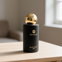 Vente flash - Flacon de parfum givré de 50 ml, flacon de parfum en verre noir personnalisé, flacon de parfum rond de 30 ml, 100 ml avec couvercle doré