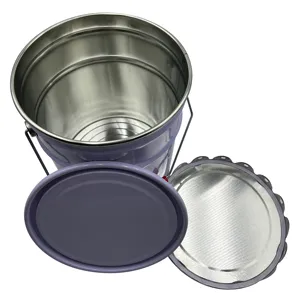 塗料化学工業用の再利用可能な20L円筒形錫バケツ金属鉄板ティーボックス包装錫キャンドルジャー錫