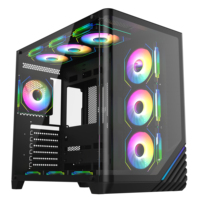 AntarcChill New Design Curved Glass Computadoras Casing Full View Pc Gamers Case Desktop Computer Atx Gaming Case with ARGB Fans