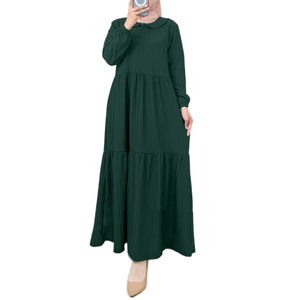Vestido Elegante y Modesto para Mujeres Islámicas, Túnica Estilo Dubái Turco, Abaya Informal con Cuello Abierto, Transpirable, Antiestático, de Poliéster, Largo hasta el Tobillo - Product Image 1