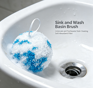 Blue White <b>Sponge</b> Scrubbing Ball Soft Non Scratch Bath Cleaning Pad Round <b>Bathroom</b> Scrubber for Tile Glass Tub - Product Image 3