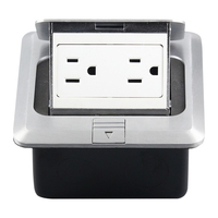 Prise électrique escamotable carrée encastrée pour table, 10A, 2 prises, en alliage d'aluminium, pour usage commercial