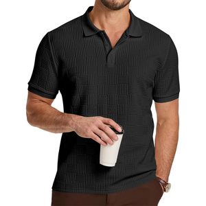 Camiseta Polo de Punto Texturizado para Hombre FOXA, Manga Corta, Transpirable, Elástica, para Golf - Product Image 1