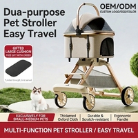 Poussette pliable tout-terrain pour chiens, en alliage d'aluminium léger, double usage, pliage à un bouton, 4 roues, vente en gros d'usine