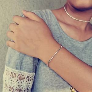 【新作】トレンド 防水 18Kゴールド ステンレススチール シャイニーキュービックジルコニア クラシック テニスチェーンブレスレット レディース - Product Image 2