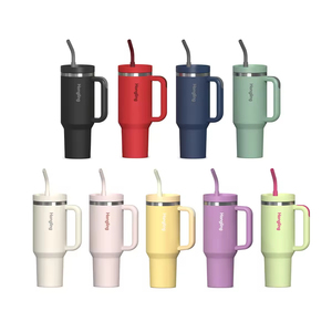 Custom Brand Logo 40oz Cup Retro Striped Double Wall Stainless Steel Tumbler <b>with</b> <b>Straw</b> Travel Coffee Mug <b>with</b> Lid - Product Image 1