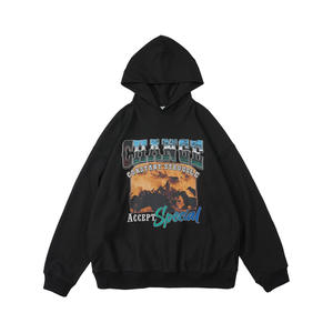 Custom High Quality Chest Printed <b>Hoodie</b> with Front and Back Double Prints High Weight Loose Fit Hooded Sweatshirt <b>Men</b> Hoodies - Product Image 3