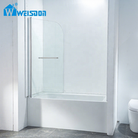 Weisdon Salle De Bains En Verre Cabine De Douche En Aluminium Écran De Douche Charnière Pivot Douche Baignoire Porte