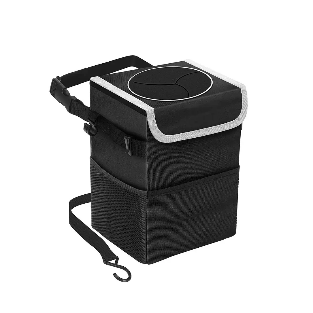 Waterproof Portable Waste Rubbish Dustbin Car Trash Can Garbage Bin Multipurpose Trash Bin for Car with Lid and Pockets