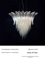 Lustre européen rétro de luxe en cristal Lampes à suspension à lame d'inspiration Murano simples pour salon ou restaurant