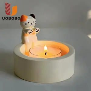 UOBOBO creative cute cartoon kitten cat warming paws candle holder dog