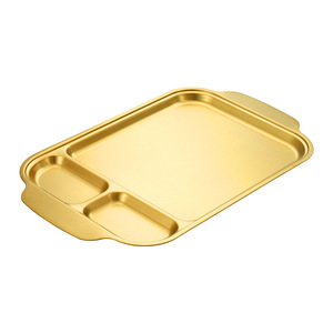 Stainless Steel Divided Serving Tray With Handle For Snack Plate Hotel Meals - Product Image 3