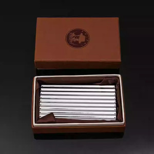 Ea547 Giữ 20Pcs Đồng Mạ Knurling Quá Trình Mỏng Mỏng Nhẹ Hơn Da Hộp Trường Hợp Với Pouch Kim Loại Không Thấm Nước Thuốc Lá Trường Hợp - Product Image 4