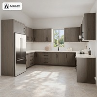Armoire de cuisine Shaker en bois massif avec portes encadrées, aménagement en U, dimensions personnalisées, boîtes d'armoires en contreplaqué et rangement coulissant
