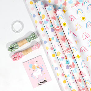 Papel de regalo de cumpleaños para niños, 43*300 cm, rollo de papel de regalo para niñas, embalaje de papel para vacaciones - Product Image 6