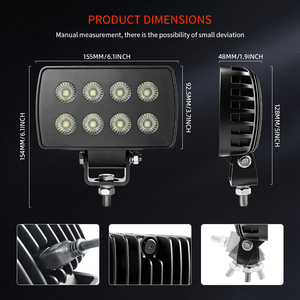 Lumière de travail à 8 LED 12V 24V pour tracteur, excavatrice, IP68, faisceau large, lumière auxiliaire robuste pour Kubota, Bobcat, JCB, CAT - Product Image 6