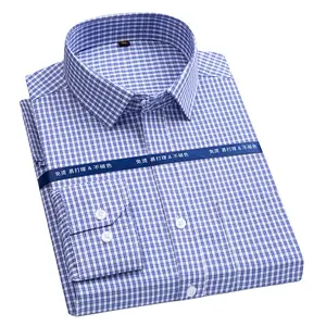 Özel Logo erkekler uzun/kısa kollu rahat iş erkekler için pamuk gömlekler resmi ofis elbise ekose gömlek