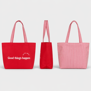 Bolsa de Lona Personalizada con Letras en Inglés, Moderna, Minimalista, Ecológica, Reutilizable, Abierta, para Compras, Almacenamiento, Regalos, Viajes, Venta al Por Mayor - Product Image 1