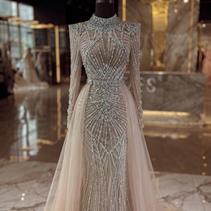 Serene Hill LA73203A Abiti da Sera a Sirena con Collo Alto e Maniche Lunghe, Eleganti Vestiti da Cerimonia con Perline e Sopragonna in <span class=keywords><strong>Tulle</strong></span> - Product Image 1