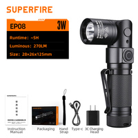 Lampe de poche LED rechargeable à angle de 90 degrés 270 Lumens anti-explosion avec capuchon magnétique Corps en alliage d'aluminium pour les travaux de réparation