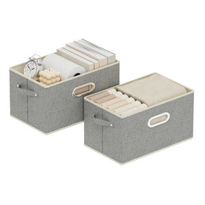 Contenedores de Almacenamiento Abiertos de Tela con Asas Metálicas, Cestas Organizadoras Plegables, Cajas Cúbicas Plegables para Estantes, Armarios y Sala de Estar - Product Image 1