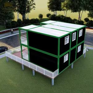 JHCE1 플랫 팩 컨테이너 하우스 4베드룸 선룸 유리 하우스 야외 조명 사무실 건물 아파트 호텔 빌라 샌드위치 스틸 - Product Image 3