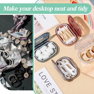 4 Pcs Conteneur pour cravates à cheveux Petit support de <span class=keywords><strong>coton</strong></span>-<span class=keywords><strong>tige</strong></span> de <span class=keywords><strong>voyage</strong></span> portable Distributeur de soie dentaire avec couvercle Boîte en plastique Conteneurs de stockage - Product Image 3