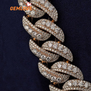 Wholesale Custom 14K Rose Gold Plated <b>Iced</b> <b>Out</b> Cuban Link <b>Chain</b> Necklace Hip Hop Jewelry - Product Image 5