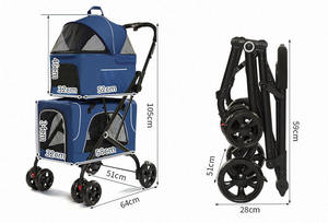 नए 3 में 1 वाहक यूटोपियन ट्विन डबल डॉग स्टलर लक्जरी 4 व्हील पालतू बिल्ली बड़े छोटे कुत्ते के लिए - Product Image 6