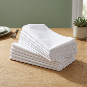 Serviettes de cuisine en coton tissé écologiques, couleur unie, carrées, lavables en machine, blanches, pour usage domestique - Product Image 1