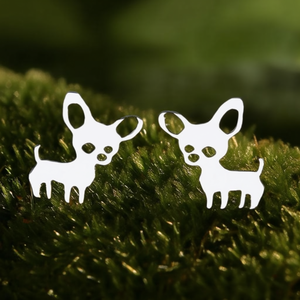 Aretes de Chihuahua Adorables en Aleación de Zinc con Baño de Oro Blanco, Joyería de Moda Unisex, Regalo con Forma de Animal - Product Image 2