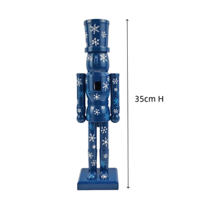 Figurine décorative en bois de 14 pouces, finition bleue brillante, avec flocons de neige, <span class=keywords><strong>casse</strong></span>-<span class=keywords><strong>noisette</strong></span> pour la décoration, vente en gros - Product Image 6