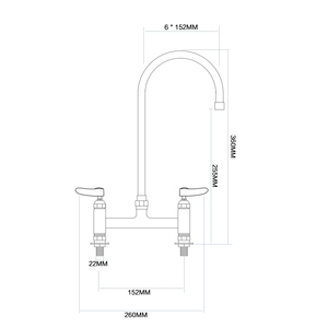 Grifo de Cocina Clásico Moderno de Latón con Doble Orificio y Doble Manija, Cromado, con Caño Giratorio, Montado en el Encimera, para Uso Doméstico y Hotelero - Product Image 2
