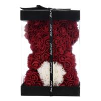 Mini ours en peluche de haute qualité, boîte de fleurs, roses de 25 cm, cadeaux de la Saint-Valentin, cœur en mousse, rose artificielle rouge, ours en roses