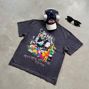 เสื้อยืดฮิปฮอปขนาดใหญ่พิมพ์ลายโลโก้แบบโอเวอร์ไซส์วินเทจสไตล์สตรีทแวร์ผ้าฝ้าย100% ปรับแต่งได้ - Product Image 4