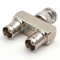 Adaptateur en T BNC en laiton - Type Y à deux entrées femelles 50 Ohm DC-4GHz nickelé Marque RFBIZ pour connecteurs coaxiaux RF BNC-JKK