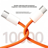 Nouveau câble de charge rapide universel USB en nylon tressé orange de 3 pieds (90 cm) 60W PD Type-C vers Type-C pour iPhone 17/14/15/16 Pro Max