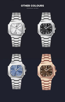 Montre carrée de luxe OEM, bracelet en acier inoxydable avec logo personnalisé, verre saphir brossé, montres mécaniques