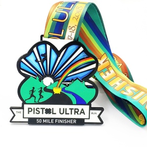 Oneway Factory Wholesale Antique Style Metal Translucent Awards Ultra Running Sports Medal with Custom Marathon Medal <b>Ribbon</b> - Product Image 1